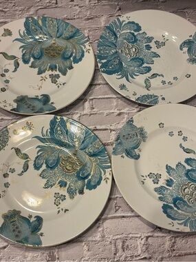 Set of 4 222 Fifth Eliza- Teal Salad/Appetizer Plates